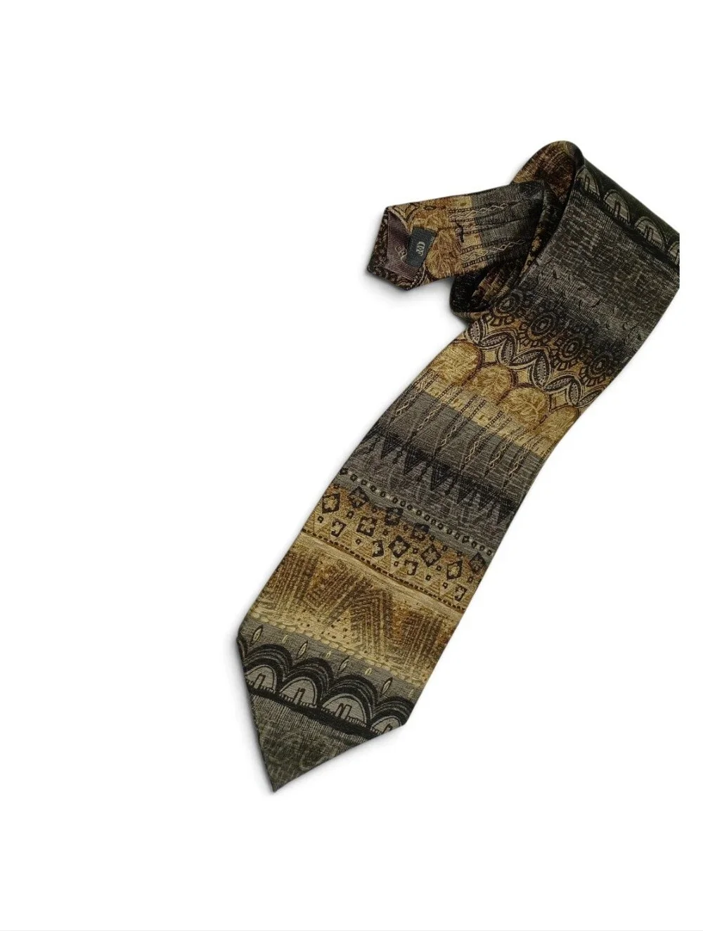 Daniel de Fasson Patterned 100% Silk Tie in Gold and Black
